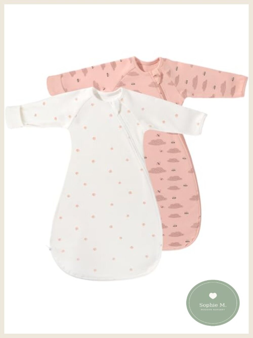 Organic Cotton Baby Swaddle Sleep Sack 2-Pack 0-3 Months Arms Up Mitten Cuffs
